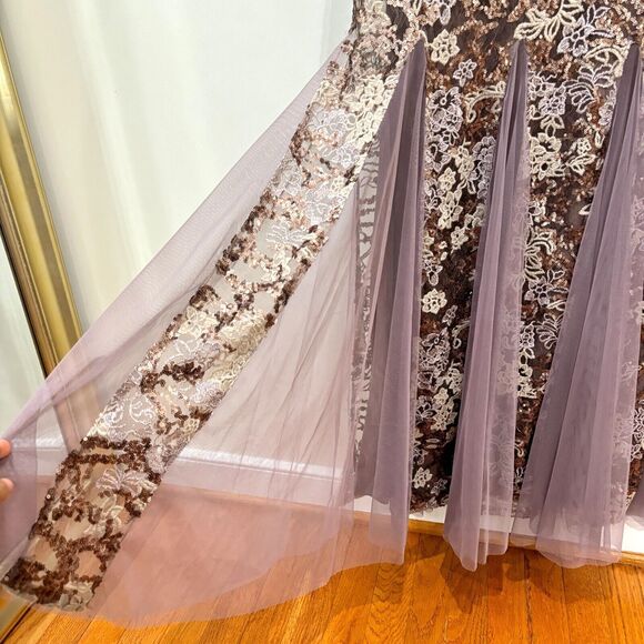 Alex Evenings NWT Purple Brown Lace Dress Gown sz 8 Elegant Formal Wedding MotB - Picture 5 of 13